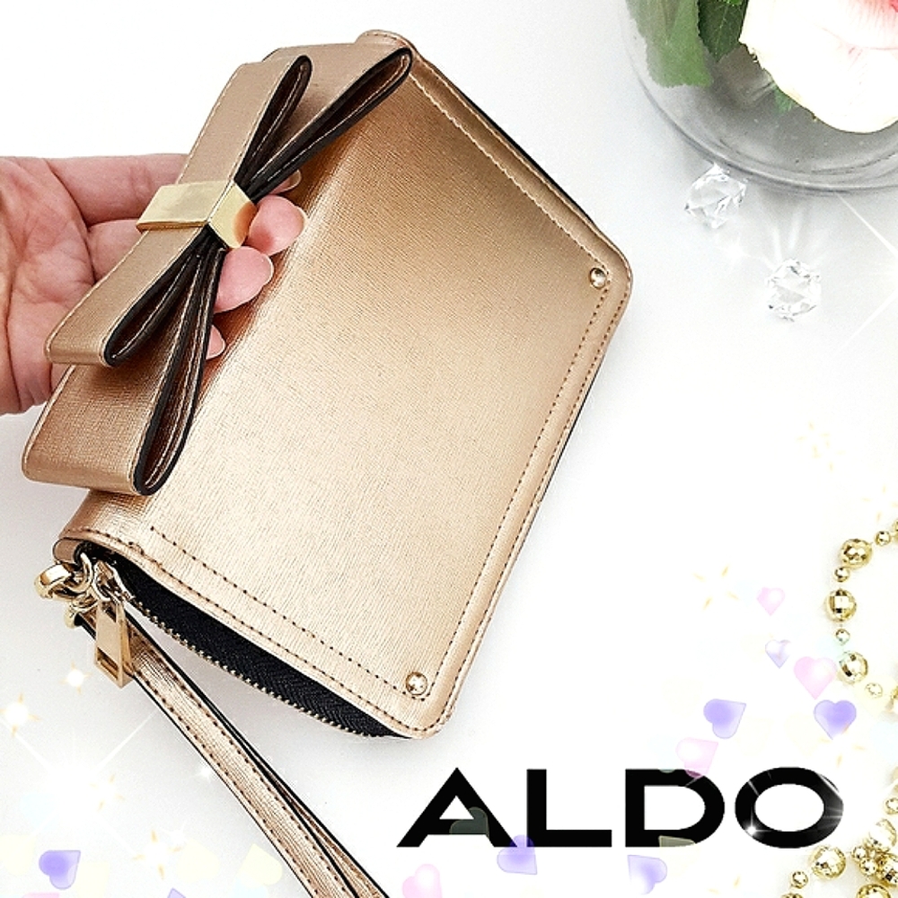 Aldo Wallet Purse💛Golden Wristlet Bow Handle Wallet☆Clutch☆Purse